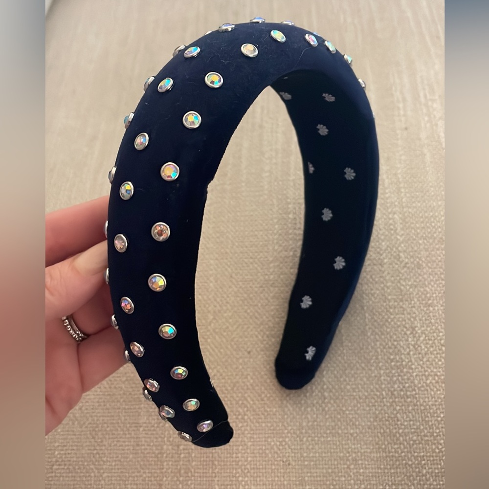 Lele Sadoughi Padded Navy Crystal Headband - Picture 3 of 3